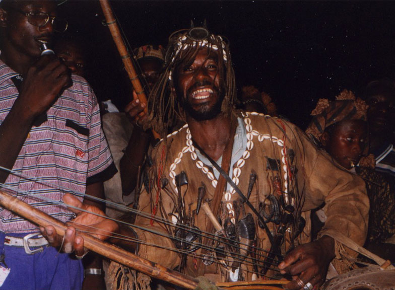 a musician playing his instrument